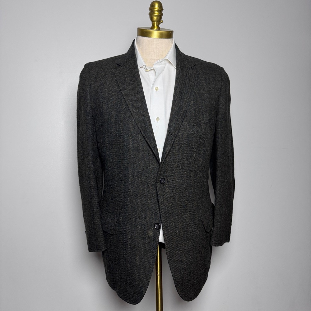 1960s Sport Coat Mens 38R Charcoal Gray Tweed Wool Vintage Blazer‎ 2-Button